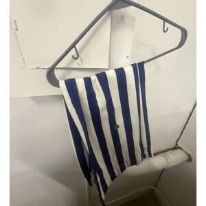 Women’s Striped Wide Leg Casual Pants with Pockets Blue/White Size S